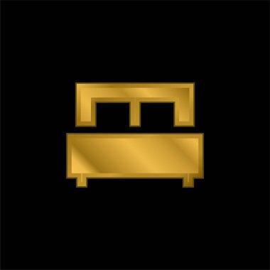Yatak altın kaplamalı metalik simge veya logo vektörü