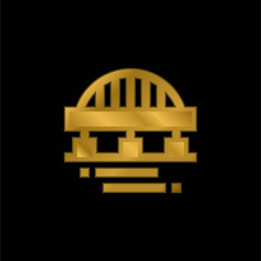 Köprü altın kaplama metalik simge veya logo vektörü