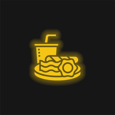 Kahvaltı sarı parlayan neon simgesi