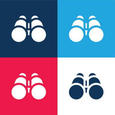 Dürbün mavi ve kırmızı dört renk minimal simge kümesi