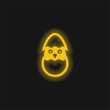 Bird In Broken Egg yellow glowing neon icon clipart