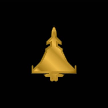 Ordu uçağı silueti altın kaplama metalik simge veya logo vektörü