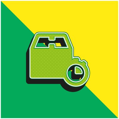 Kutu Yeşil ve Sarı Modern 3D vektör simgesi logosu