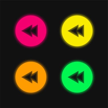 Geriye doğru parlayan dört renk neon vektör simgesi