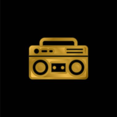 Boombox altın kaplama metalik simge veya logo vektörü