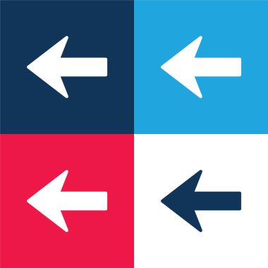 Sol Siluete Ok Mavi ve Kırmızı Dört Renk Minimum Simgesi