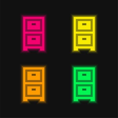 Parlak neon vektör simgesini dört renk arşivler