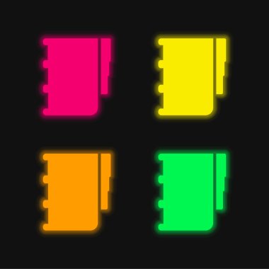 Gündem Yer İmleriyle parlayan dört renk neon vektör simgesi