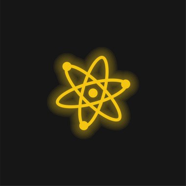 Atoms Symbol yellow glowing neon icon clipart