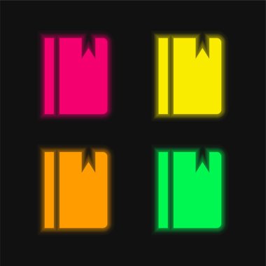 Gündemde yer imi 4 renkli neon vektör simgesi