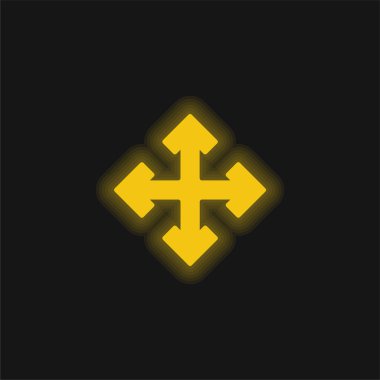 Sarı oklar parlayan neon simgesi