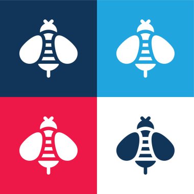 Arı mavisi ve kırmızı dört renk minimal simge kümesi