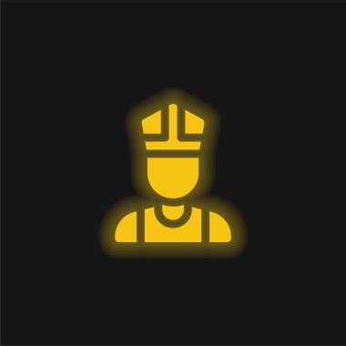 Bishop yellow glowing neon icon clipart