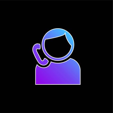 Telefonla Konuşan Çocuk mavi eğimli vektör simgesi