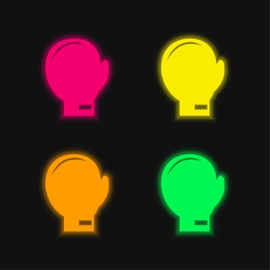 Boks eldiveni dört renkli parlayan neon vektör simgesi