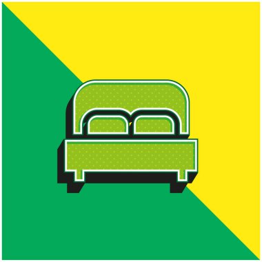 Yatak Yeşil ve Sarı Modern 3D vektör simgesi logosu