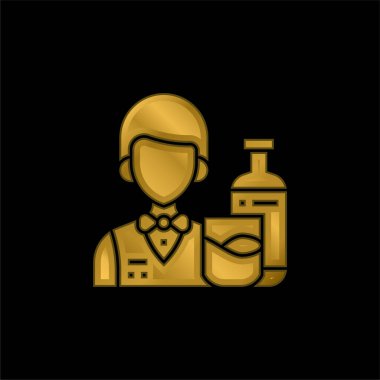 Bartender gold plated metalic icon or logo vector clipart