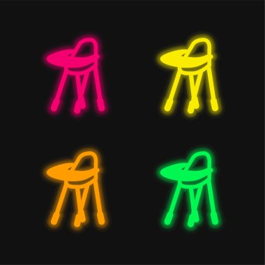 Bebek Yetiştirme Koltuğu Değişkeni 4 renkli neon vektör simgesi
