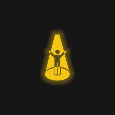 Abducted Man yellow glowing neon icon clipart