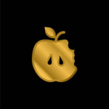 Apple gold plated metalic icon or logo vector clipart