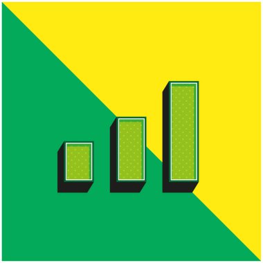 Çubuk Grafik Yeşil ve Sarı 3D vektör simgesi logosu