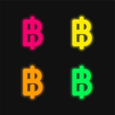 Baht dört renk parlayan neon vektör simgesi