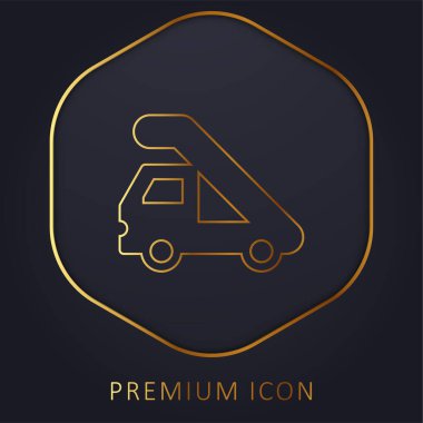 Airport Truck golden line premium logo or icon clipart