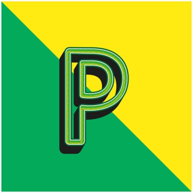 Botswana Pula Para Birimi İşareti Yeşil ve Sarı 3D vektör simgesi logosu