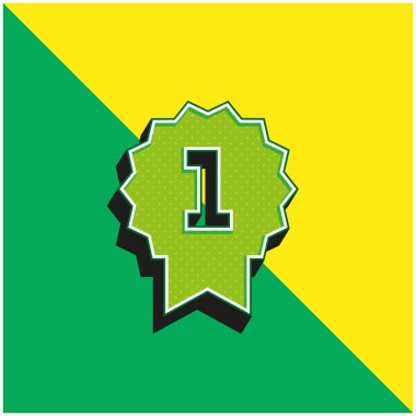 Rozet Yeşil ve Sarı Modern 3D vektör simgesi logosu