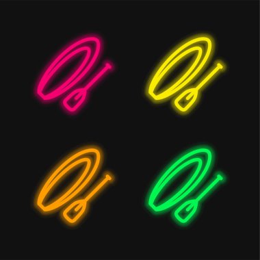 Tekne ve dört renk parlayan neon vektör simgesi