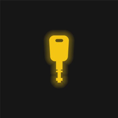 Siyah Modern Anahtar Şekli Sarı Parlak Neon simgesi