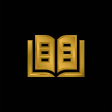 Kitap altın kaplamalı metalik simge veya logo vektörü