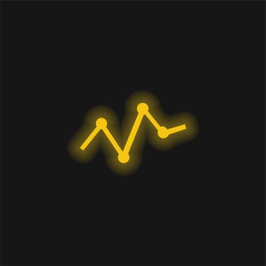 Analysis Of Business Statistics In A Line Graphic With Points yellow glowing neon icon clipart