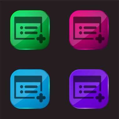 Web Sayfası Dört Renkli Cam Simge Ekle