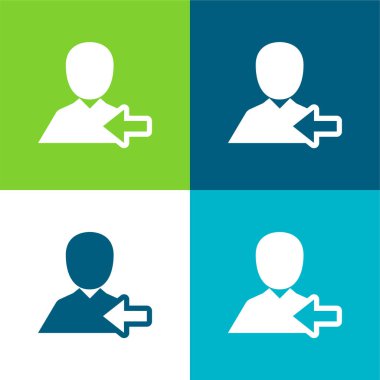 Arka Sol Ok ve Erkek Sembolü Düz Dört renk minimal simgesi seti