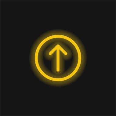 Arrow Up yellow glowing neon icon clipart