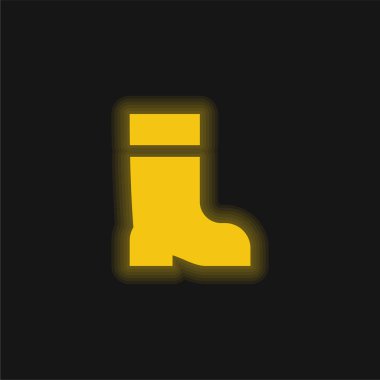 Boot yellow glowing neon icon clipart