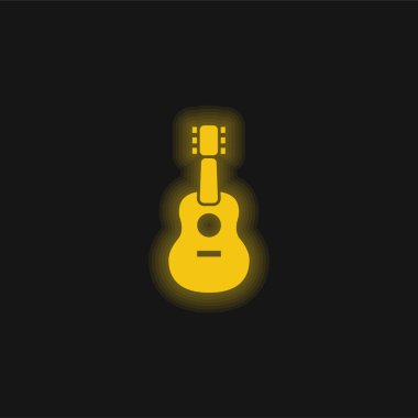 Akustik Gitar sarı parlak neon simgesi