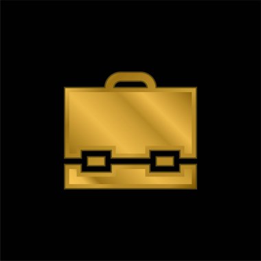 Evrak çantası altın kaplama metalik simge veya logo vektörü