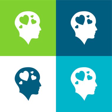 Dört Kalpli Kel Kafa Dört Düz Düz Renk Simgesi