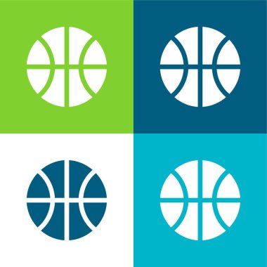 Basketbol Düz 4 renk minimal simge seti