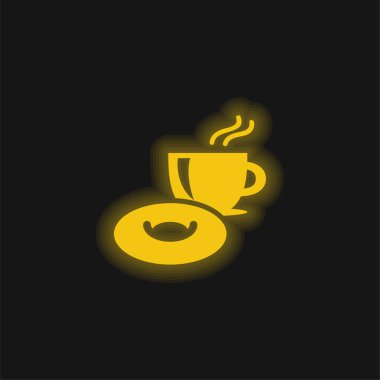 Kahvaltı Saati Sarı parlak neon simgesi