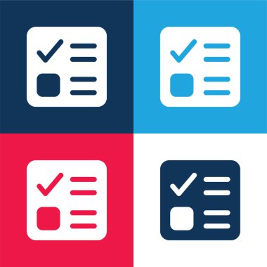 Oylama mavi ve kırmızı dört renk minimal simge kümesi