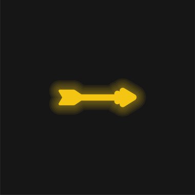 Sarı ok parlayan neon simgesi