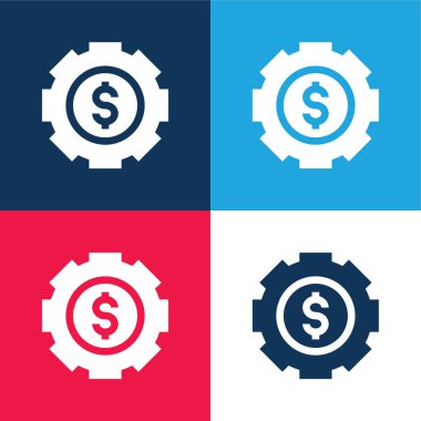 Varlık Yönetimi mavi ve kırmızı dört renk en az simge kümesi