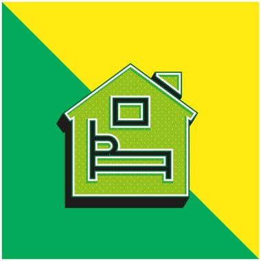 Konaklama Yeşil ve sarı modern 3d vektör simgesi logosu