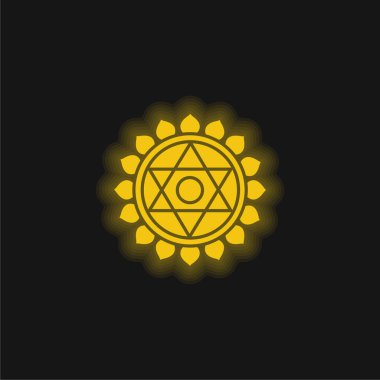 Anahata yellow glowing neon icon clipart