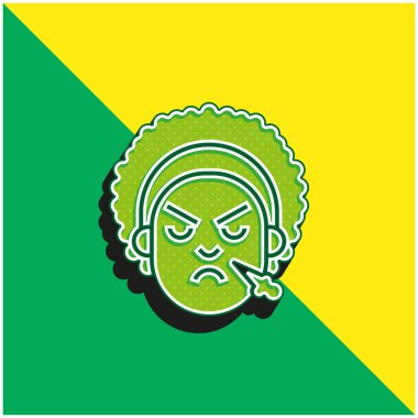 Kızgın Yüz Yeşil ve Sarı 3D vektör simgesi logosu