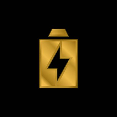 Pil altın kaplamalı metalik simge veya logo vektörü