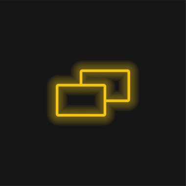 2 Squares yellow glowing neon icon clipart